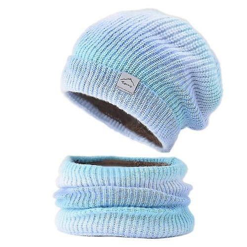 2pcs Winter Girls Beanie Hat Foulard Et Sets Tricot Classique Casquette Chaude