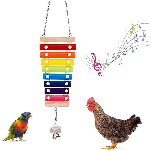 Jouet Woodenxylophone, Jouet Musical De Poule Suspensible Avec 8 Touches En Métal Et 1 Meule