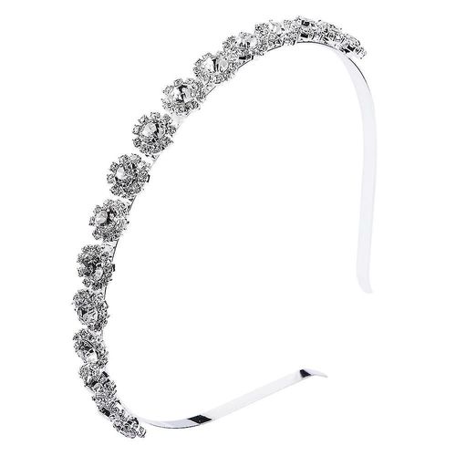 Mode Mariée Strass Cristal Bandeau Concours Bal De Fin De Bal Petite Fleur Perles Claires Tiare Argent Ton