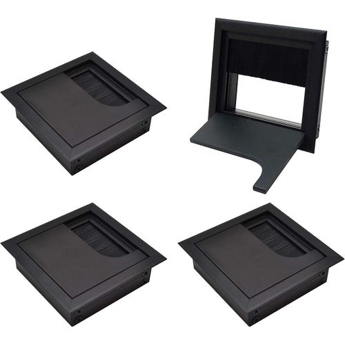 Couvercle de câble carré 80x 80mm pour l¿encastrement sur la table de bureau Organisateur de câble pour meubles noir anodisé aluminium lacodique câble passage câble couvercle ensemble de 4