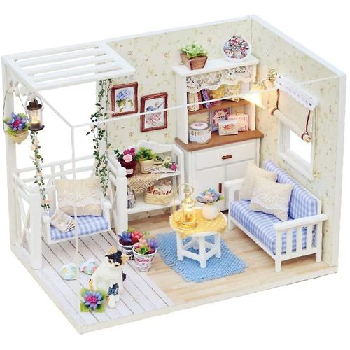 Maison De Poupée De Bricolage, Bricolage Miniature Kit De Maison De Poupée Réaliste Mini 3d Chambre De Maison En Bois Jouet Fait À La Main Avec Furn