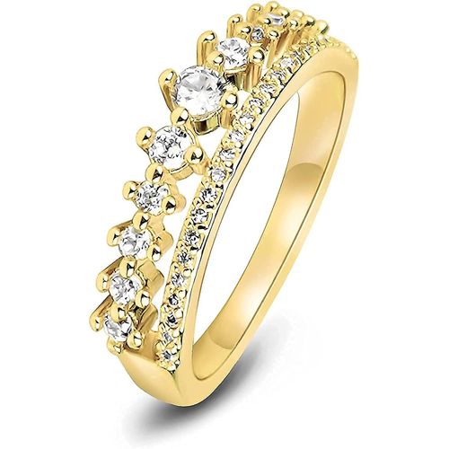 Bague De Fiançailles En Or Pour Femmes Bague Plaquée Or 14k Élégante Double Rangée Eternity Band Taille 6 À 9