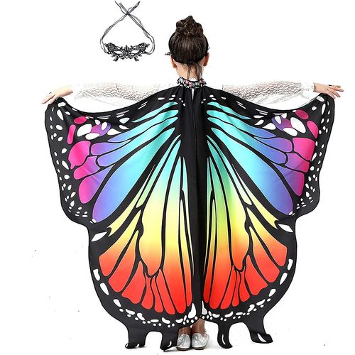 Costume D¿Halloween Pour Femmes Et Filles Butterfly Wings Shawl Fairy Cape For Party, Cosplay (Fluorescent)