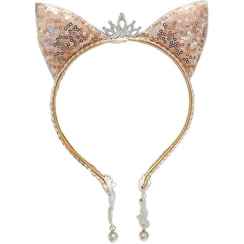 Summer Crystal Sequins Shiny Crown Cat Ears Headband Pour Femmes Et Filles - Anniversaire Cosplay Costume Quotidien Halloween Et Fête