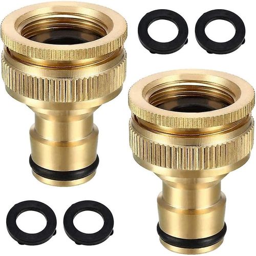 Ensemble de 2 tuyaux d¿arrosage en laiton adaptateur de robinet 1/2 « et 3/4 » filetage robinet adaptateur de tuyau pour robinet de jardin de cuisine
