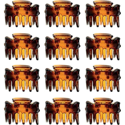 12 Pack Brown Small Hair Clips Femmes Hair Claw Clips Pour Filles Épais Hair Styling Accessor