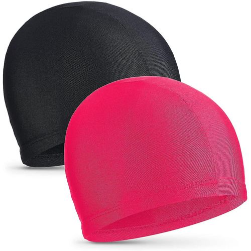 2 Pièces Élastiques Maillots De Bain Tissu Confortable Chapeau De Bain Casquettes De Bain Légères Pour Femmes Hommes Enfants Tout En Nageant