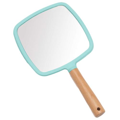 Miroir à main avec poignée pour le maquillage, petit miroir à main mignon en bois - carré