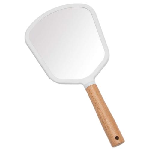 Miroir à main avec poignée pour le maquillage, petit miroir à main mignon en bois