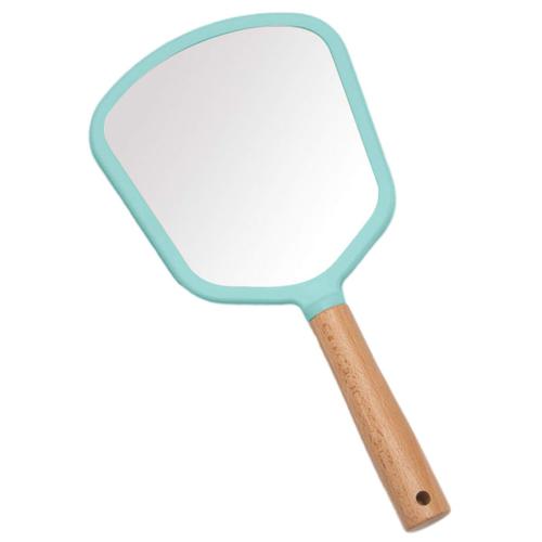 Miroir à main avec poignée pour le maquillage, petit miroir à main mignon en bois