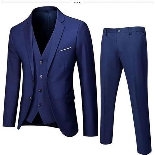 Costume Pour Hommecoupe Slim3 Pièces Costume Pour Homme Costume Pour Mariagefête D'affaires Vestepantalon De Costume - Bleu