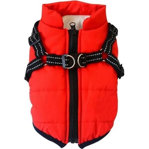 Manteauveste Pour Chien Avec Harnais Plus Épais Manteau Chaud Chien Vêtements Pour Petit Chien Moyen Chihuahua - Type A3-Red-S