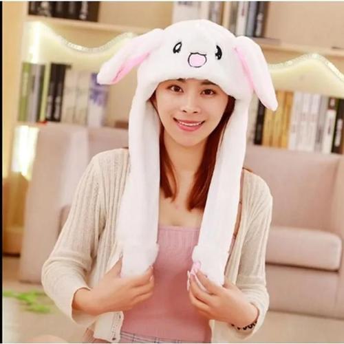 Drôle Bonnet De Lapin En Pelucheanimal Chapeau Avec Les Oreilles Sautant Lorsque Pressant Les Pattes