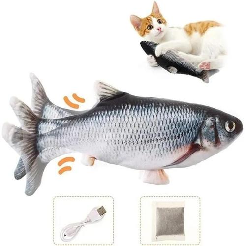 Jouet Pour Chat Poisson Remuement Électrique Usb Charge Carpe Poupée Jouet En Peluche Poisson Réaliste