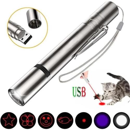 Jouet Chat Pointeur Laser Rechargeable - Rouge 3 En 1 - Outil Formation Lumière Interactif Avec Chargement Usb