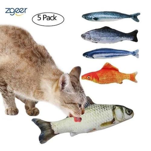 Jouets Pour Chats - Zgeer - 5 Pièces Poisson En Peluche - Cataire - 20cm - Intérieur