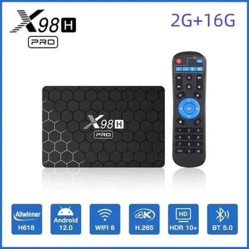 Boîtier Smart TV X98H Pro Android 12 2G+16G Quad Core 4K lecteur multimédia décodeur avec WIFI 245G Bt50