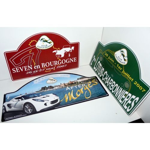 Lotus Club De France, Lot De 3 Plaques De Rallyes 2007 Et 2008