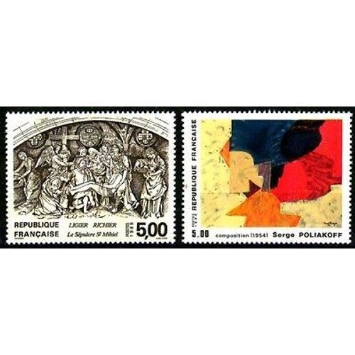 Art : Oeuvres De Ligier-Richier Et Serge Poliakoff La Paire Année 1988 N° 2553 2554 Yvert Et Tellier Luxe