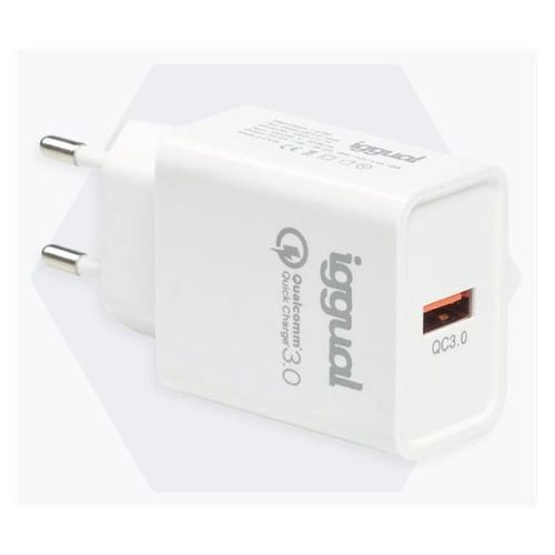 iggual - Adaptateur secteur - 3 A - QC 3.0 (USB) - blanc