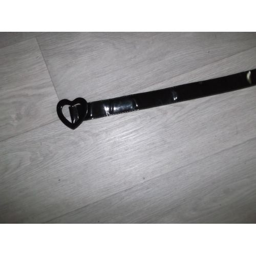 Ceinture Simili Cuir Noir Vernis Boucle Coeur Tbe