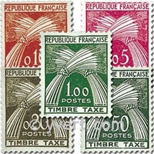 Type Gerbes Légende Republique Francaise Timbre Taxe Série Complète Année 1960 Timbre Taxe N° 90 91 92 93 94 Yvert Et Tellier Luxe