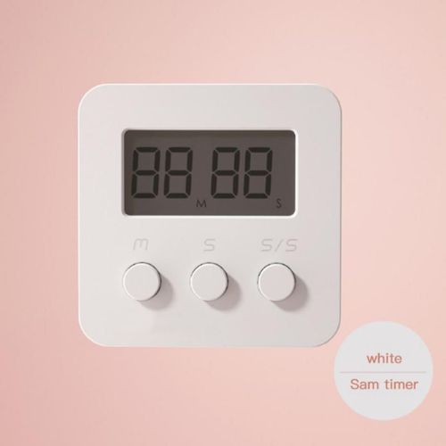 Minuterie de gestion LCD pour l'apprentissage des étudiants,rappel auto-sonore,mini réveil électronique mignon,gadgets de cuisine - Type white