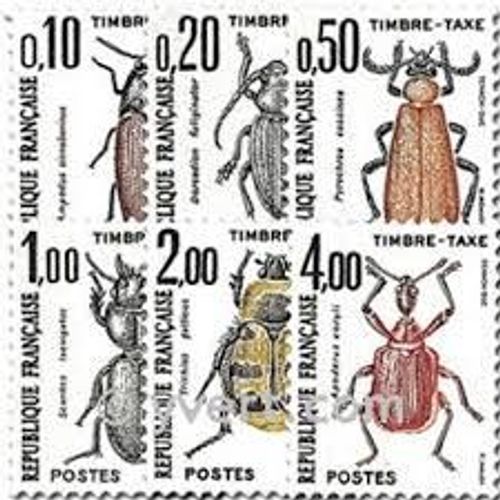 Insectes : Coléoptères (1) : Série Complète Année 1982 Timbres Taxe N° 103 104 105 106 107 108 Yvert Et Tellier Luxe