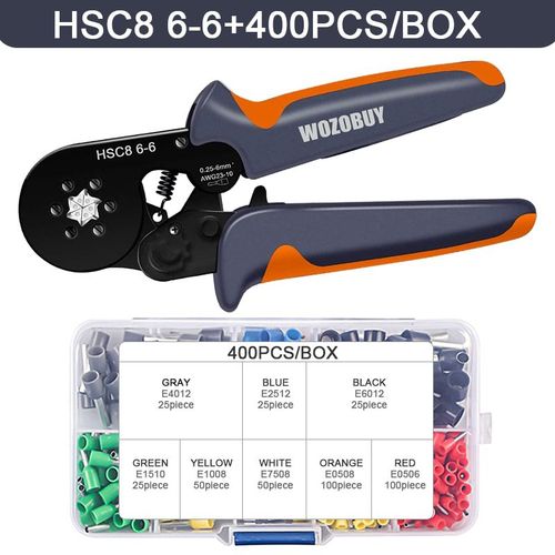 Outils de sertissage de bornes de tube,pince à sertir de virole,jeux de pinces d'électricien,embouts de fil,HSC8,6-4,0.25-10 mm²,23-7AWG,6-6,0.25-6 mm² - Type HSC8 6-6 400PCS