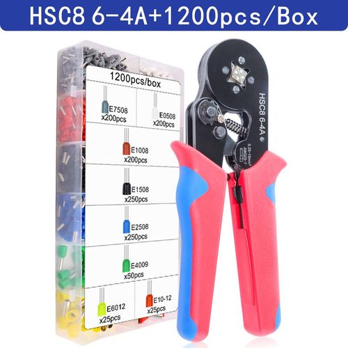 Pince à sertir à cliquet électrique pour extrémité de fil,outil de sertissage de virole,boîte politiquement als,HSC8 6-4A,0.25-10 mm²,23-7AWG,CriAJTube - Type HSC8 6-4A 1200H