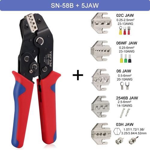 Outils de sertissage Pince à SN-58B Mâchoire interchangeable pour XH2.54/DuPont 2.54/2.8/4.8/6.3/Non isolé/Virole politiquement als Cliquet - Type SN-58B 5jaw