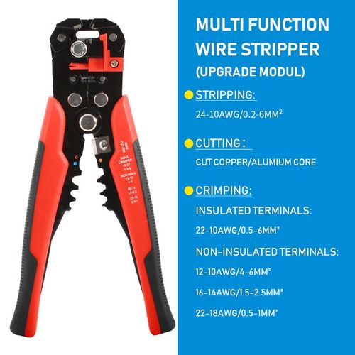 Pince à sertir multifonctionnelle,coupe-câble réglable,dénudeur automatique de fil,outil à main Terminal - Type upgrade red #A