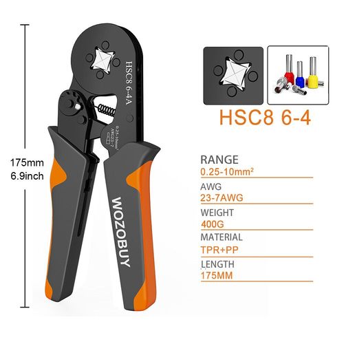 Pince à sertir les bornes tubulaires,mini outils de sertissage de virole,kit électrique domestique avec embouts de fil de boîte,HSC8 6-4/6-6 - Type HSC8 6-4