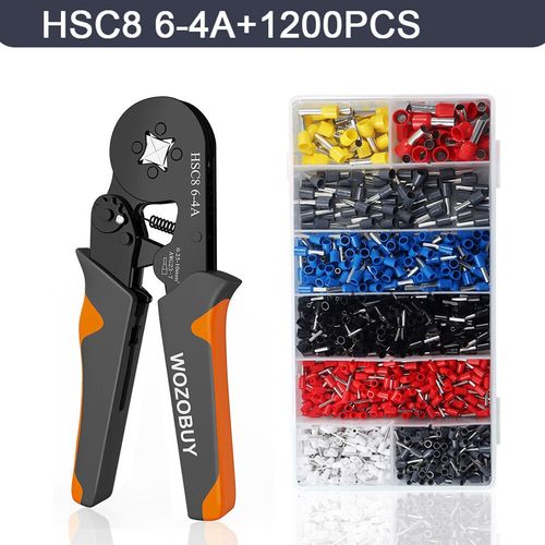 Pince à sertir les bornes tubulaires,mini outils de sertissage de virole,kit électrique domestique avec embouts de fil de boîte,HSC8 6-4/6-6 - Type HSC8 6-4 1200pcs