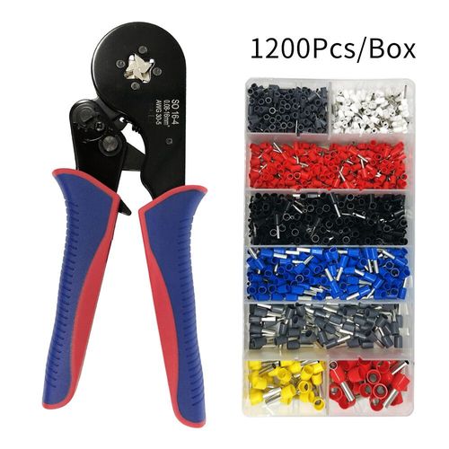 Outils à main de pince à sertir de borne tubulaire,SO16-4/16-6 0.08 - 16mm2 28- 5AWG Mini ensemble de sertisseuse de virole électrique - Type SO16-4 and1200PCS