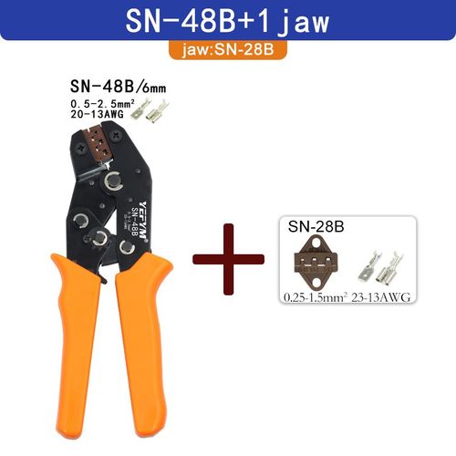 Pince à sertir SN-48B fil 0.5-2.5mm2 20-13AWG mâchoire de précision avec onglet boîte 2.8 4.8 6.3 bornes ensembles outils à main électriques - Type SN-48B 1jaw