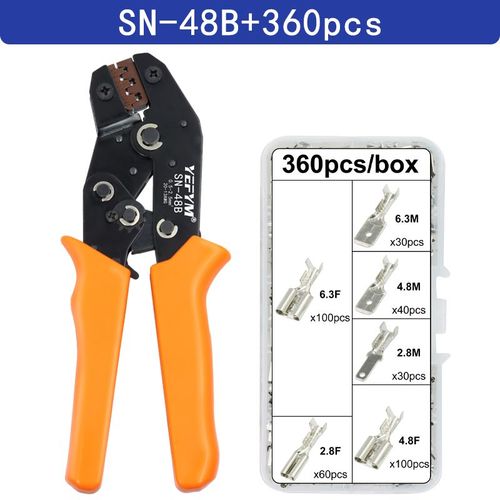 Pince à sertir SN-48B fil 0.5-2.5mm2 20-13AWG mâchoire de précision avec onglet boîte 2.8 4.8 6.3 bornes ensembles outils à main électriques - Type SN-48B 360H