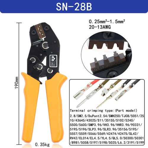 Pince à sertir SN-48B fil 0.5-2.5mm2 20-13AWG mâchoire de précision avec onglet boîte 2.8 4.8 6.3 bornes ensembles outils à main électriques - Type SN-28B