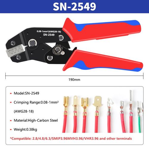 Pince à sertir à cliquet pour connecteurs Dupont de bornes,outil de sertissage,PH2.0,XH2.54,2.54,2.8,3.0,3.96,4.8,KF2510,JST,sn-2549 - Type SN-2549
