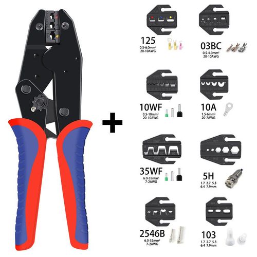 Kit de pinces à sertir bornes pré-isolées HS-30J couvercle de pince à HS-40J/pince à sertir en acier au carbone de marque multifonctionnelle - Type HS-30J 8 jaw
