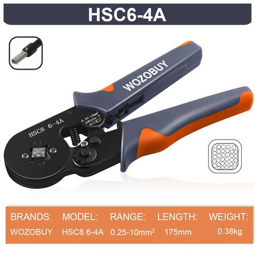 WOZO-Kit d'outils de sertissage de virole avec viroles politiquement als,pince à sertir à cliquet auto-réglable pour connecteurs de fils électriques - Type HSC8 6-4 Crimping #B
