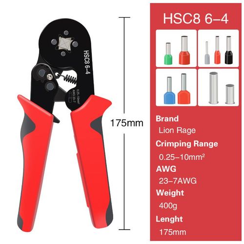Pince à sertir les bornes tubulaires,fil de sertissage,mini virole,outils de sertissage,kit électrique domestique avec boîte,HSC8 6-4A - Type HSC8 6-4