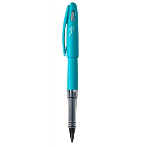 Pentel Feutre Plume Tradio, Corps Fluo Bleu, Encre Noire