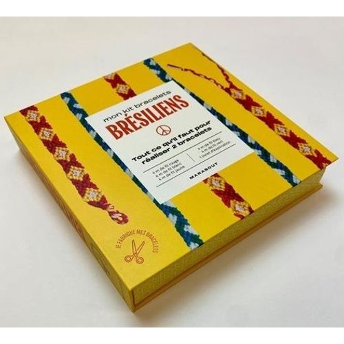 Mon Kit Bracelets Brésiliens  - Avec Du Fil De Coton Perlé Rouge, Blanc, Jaune, Bleu Et Vert Et Un Livret D'explication
