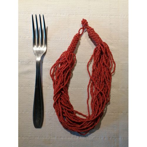 Collier Etnique Perles Rouge Orangé Tour De Cou
