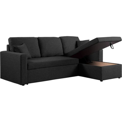 Canapé D'angle Convertible/ Réversible Avec Coffre "Alain Ii" - 3 Places - Noir