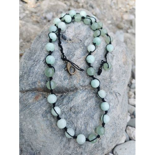 Magnifique Collier Pierres Semi-Précieuses Naturelles Jade Vert Clair Perle 8mm
