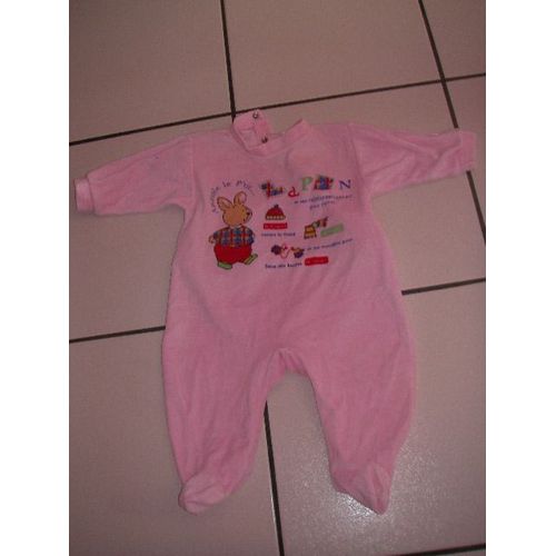 Pyjama Rose En Velours 12 Mois