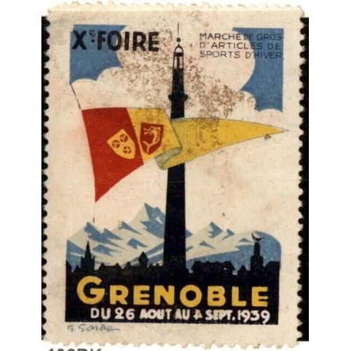 France Érinnophilie Timbre Vignette 10 X Ème Foire De Grenoble 1939 Article De Sport D' Hiver