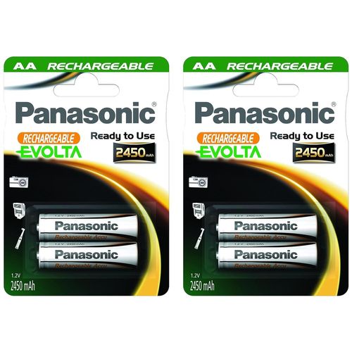 Panasonic Lot de 2 Blisters 2 Piles Rechargeable NiMH AA (Mignon)/HR6 - 2450 mAh 1,2V